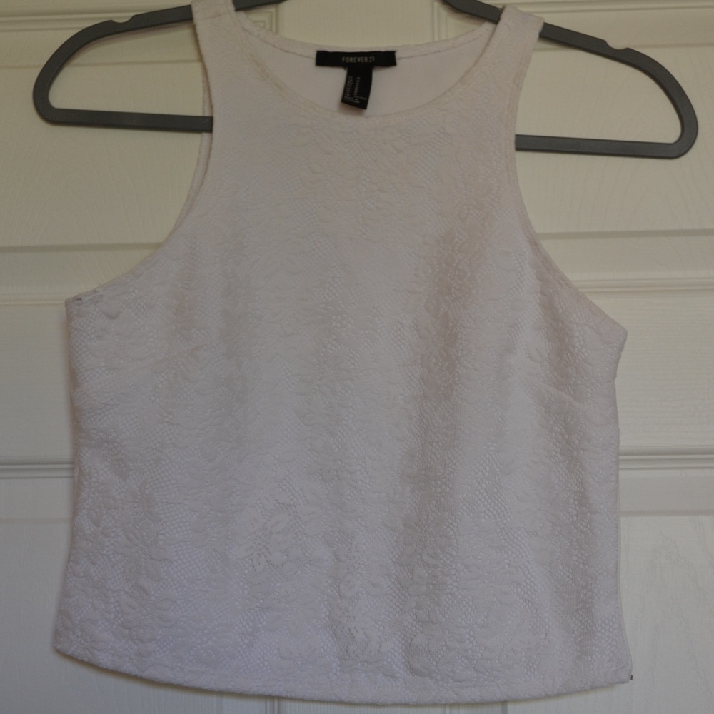 White lace crop top